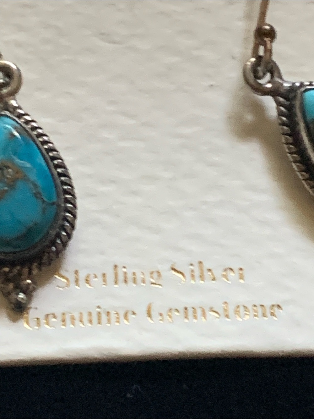 Shivam Sterling Silver Turquoise Teardrop Dangle Earrings - Picture 4 of 8